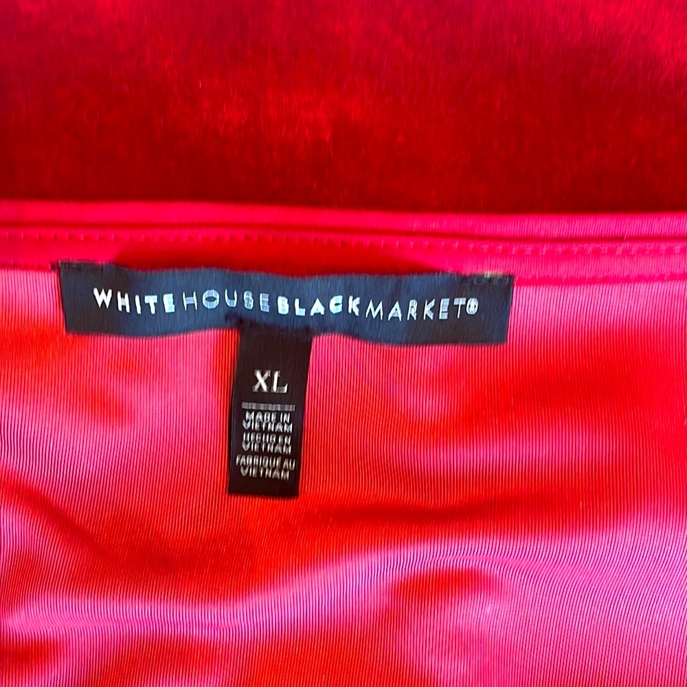 Short sleeve top by White House Black market in deep red velvet fabric. - Picture 4 of 5